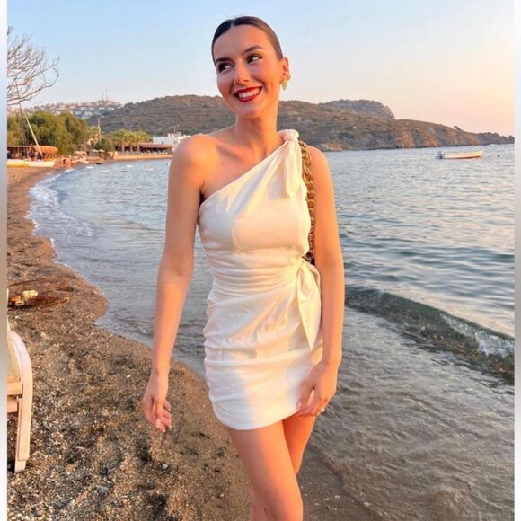 NWT ZARA ASYMMETRICAL DRESS WITH TIES - Picture 2 of 13